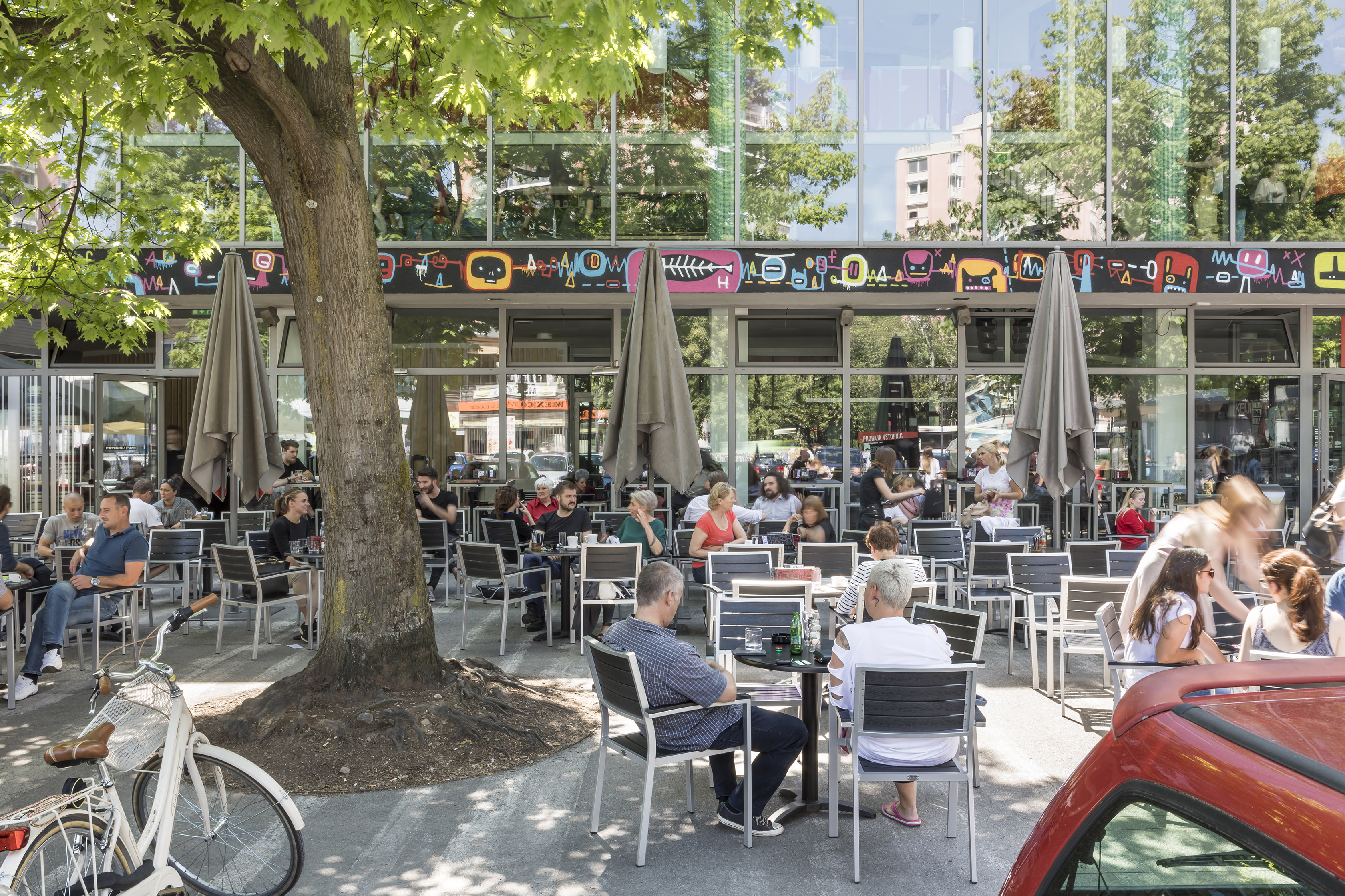 The garden in front of Kino Šiška Centre for Urban Culture, 2017