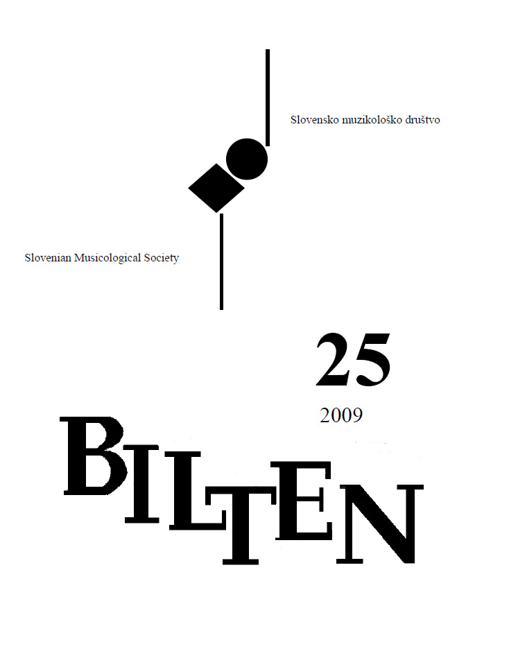 Slovene Musicological Society Bilten, No. 25, 2009