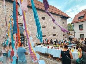 Concert by acoustic quintet Swingatan at <!--LINK'" 0:672--> in Škofja Loka, 2022. Author: Denys Shadro