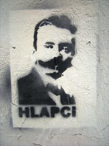 Stencil of Slovene writer <!--LINK'" 0:191--> in <!--LINK'" 0:192-->