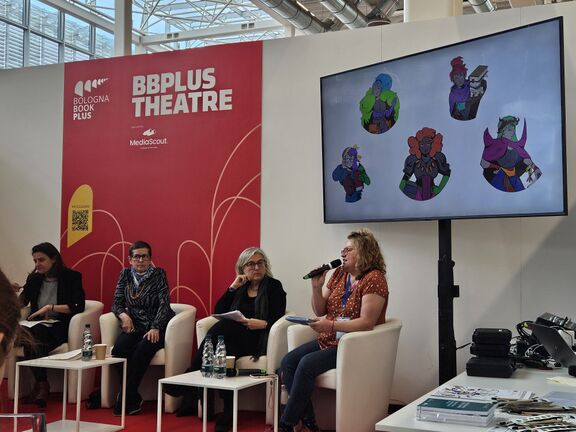 At the Bologna Children's Book Fair 2025, Barbara Pregelj from the Malinc Publishing House presented GG4A: Innovative Intercultural Reading Promotion, employing gamification to foster reading among teenagers.