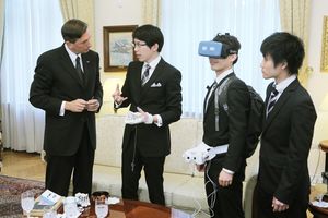 Invited by the <!--LINK'" 0:782-->, a group of Japanese artists studying <i>Empowerment informatics</i> at the University of Tsukuba meet with <!--LINK'" 0:783-->, the president of Slovenia, 2015