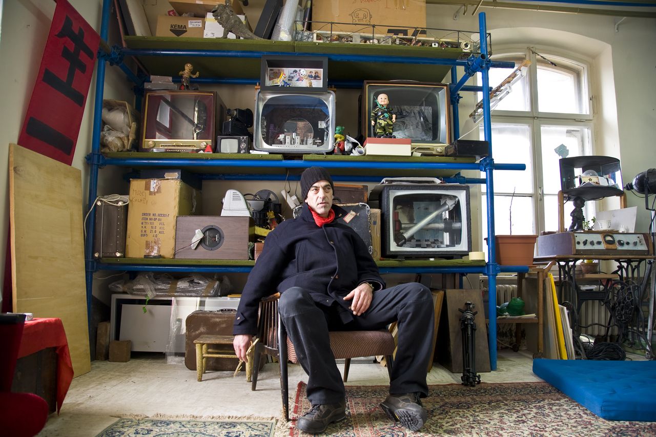 Visual artist, performer and collector Marko A. Kovačič in his studio at Metelkova mesto Autonomous Cultural Zone in Ljubljana