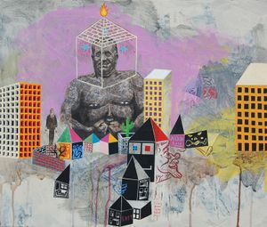 <i>Piramidko</i> by <!--LINK'" 0:284--> of <!--LINK'" 0:285-->, various techniques on canvas, 55,5 x 65,2 cm, 2010