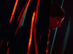 Keyboard player Neža Naglič of the self described "HiEnergy Turbo Porn Minimal Funky Pop SugarFree Overdrive Ethno Broootaal HardGroovie Jawzz band" band <!--LINK'" 0:975--> performing at <!--LINK'" 0:976-->, <!--LINK'" 0:977-->