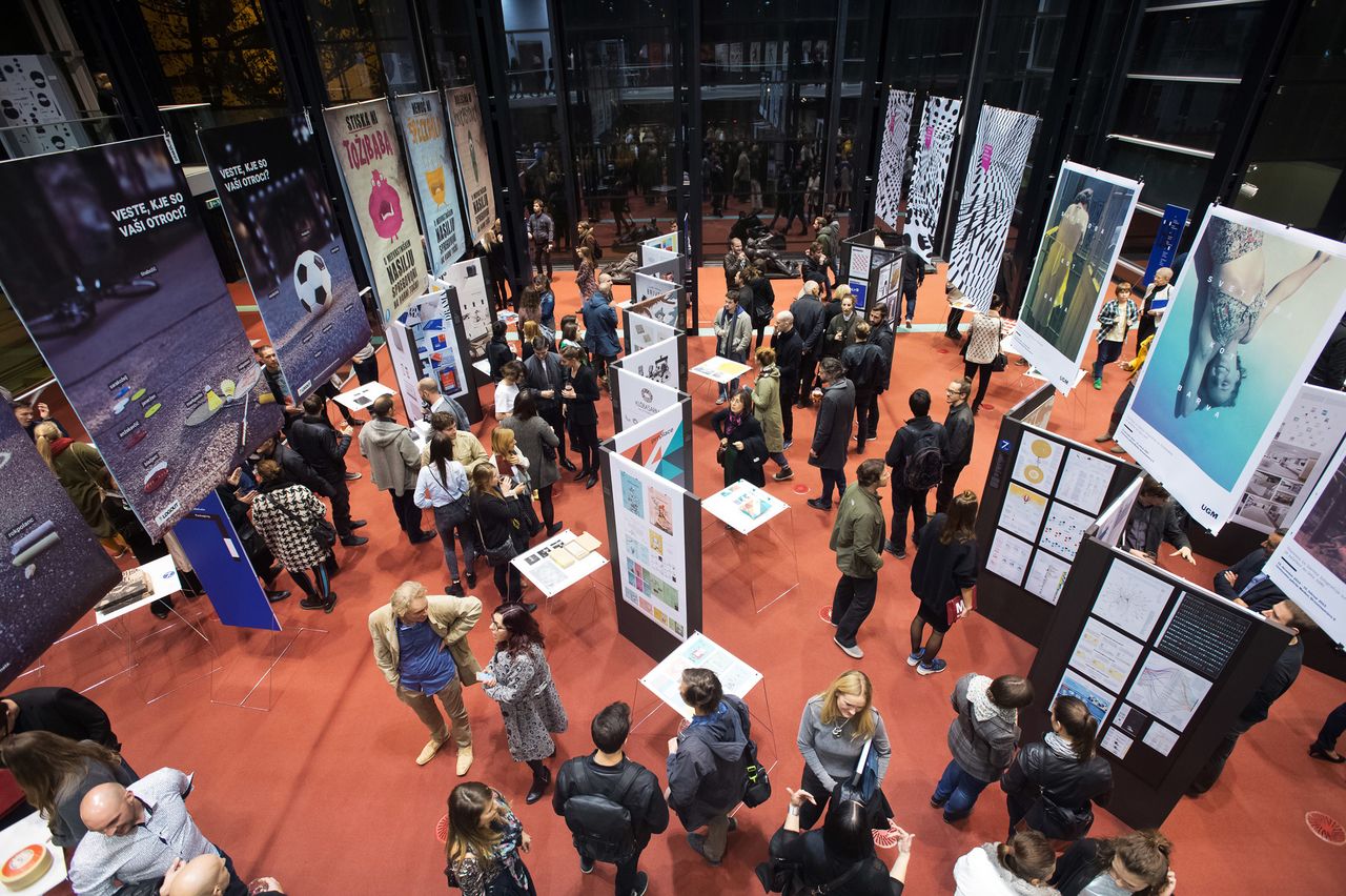Biennial of Slovene Visual Communications 2015 The glass Entrance Hall of the National Gallery of Slovenia.jpg