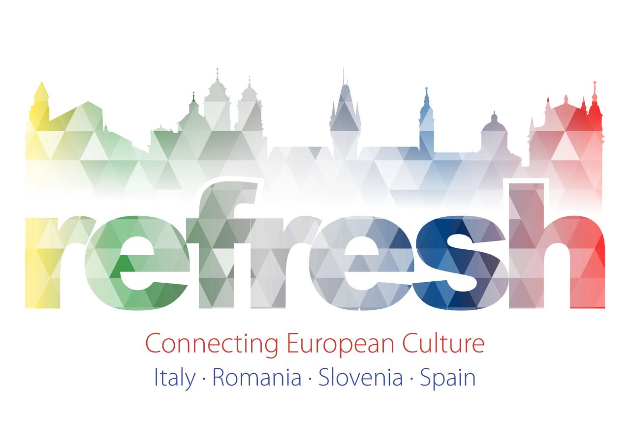 The logotype of the REFRESH cooperation project related to the European Year of Cultural Heritage 2018, led by Slovene Association of Historic Towns, supported by Creative Europe