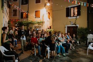 Film and poetry event at Largo pri Špini town square, <!--LINK'" 0:868--> 2022. Author: Amadeja Smrekar