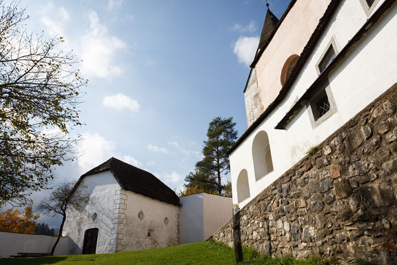 Exterior of Church of St Pancras, Stari trg near Slovenj Gradec, 2019.