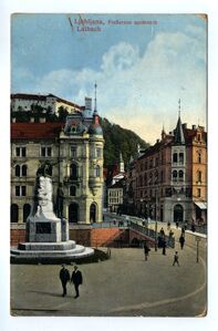 Postcard of the Slovenski trg, a Ljubljana square designed by <!--LINK'" 0:119-->, 1907.