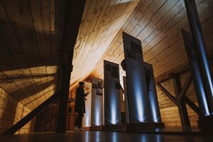 Pr’ Lenart Homestead 2025 exhibition in the attic Photo Mojca Sfiligoj