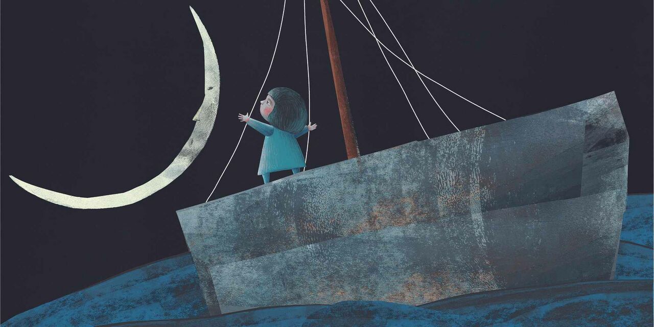 An award-winning picture book The Moon and I by illustrator Andreja Peklar.