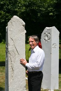 Artist <!--LINK'" 0:206--> at <i>Hologram of Europe</i>, a geopuncture stone circle in Ljubljana