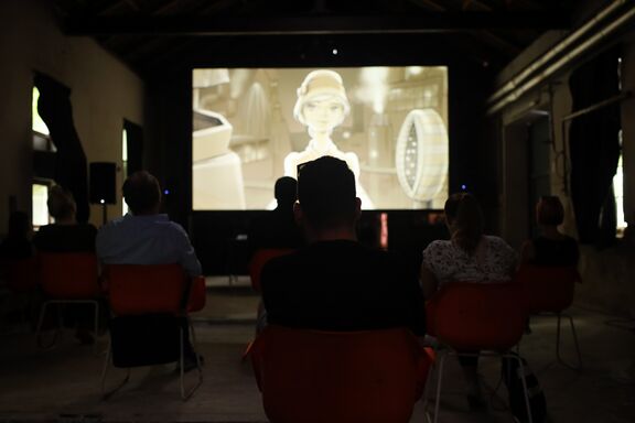 Screening of a film at the KAMERAT Labour Film Festival.