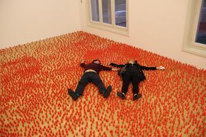 Serkan Özkaya's <i>Proletarier aller Länder</i> installation at <!--LINK'" 0:276-->, 29th <!--LINK'" 0:277-->, 2011.