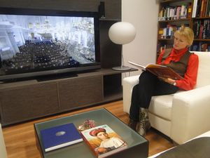 A <!--LINK'" 0:751--> supports access to the comprehensive collection of AV media. Žana Lapina Nabergoj, a librarian at the Russian Scientific and Cultural Centre, 2015. Ljubljana.