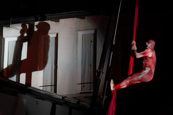 Czech Amanitas Fire Theatre, performing Alice as part of Ana Desetnica International Street Theatre Festival in front of the KUD France Prešeren, 2014