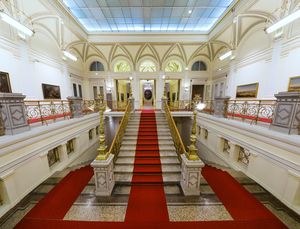 The grand staircase at the <!--LINK'" 0:945--> in Ljubljana. The palace was built during the late 19th century along the plans of <!--LINK'" 0:946-->.