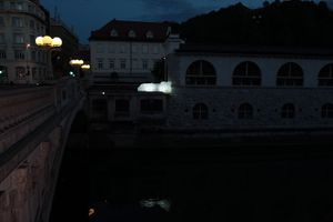 <i>Symbionts</i> by French visual artist Bernard Murigneux located between the Dragon Bridge and Ljubljana Central Market at Vodnik Square, <!--LINK'" 0:1196-->, 2010