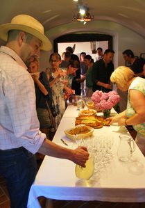 The <!--LINK'" 0:321--> reception with local food and wine in Lemberg, 2015