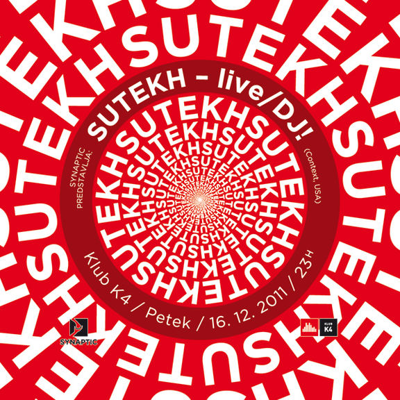 Flyer for the Live DJ (Sutekh) event organised by Synaptic, 2011