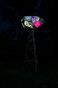 Permanent installation <i>Tree Particle</i> by Boštjan Drinovec at the <i>Lighting Park,</i> a unique park-art ambiance formed by light artistic interventions outdoors. <!--LINK'" 0:846--> 2016. Author: DK