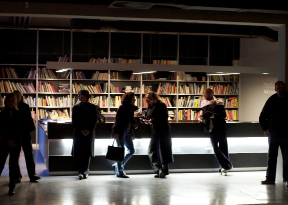 A reading room and mediatheque on contemporary arts, architecture, and design set up in the Jakopič Gallery in Ljubljana, 2010