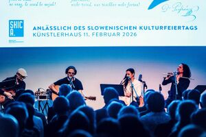 "The Concert of Four" presented a musical quartet formed by four exquisite musicians from Slovenia: <!--LINK'" 0:16-->, <!--LINK'" 0:17--> (both vocals, guitar), <!--LINK'" 0:18--> (vocals, electric and acoustic guitar) and <!--LINK'" 0:19--> (vocals, saxophone, flute) in Künstlerhaus in Vienna in February 2026. Supported by <!--LINK'" 0:20-->.