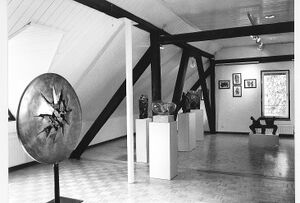 <!--LINK'" 0:595--> Batič's Salon on the upper floor showing the museum's fine arts collection, mostly of works by sculptor <!--LINK'" 0:596--> (b 1925), including his <i>Miners' and Explosion Cycles</i> made between 1959 and 1965