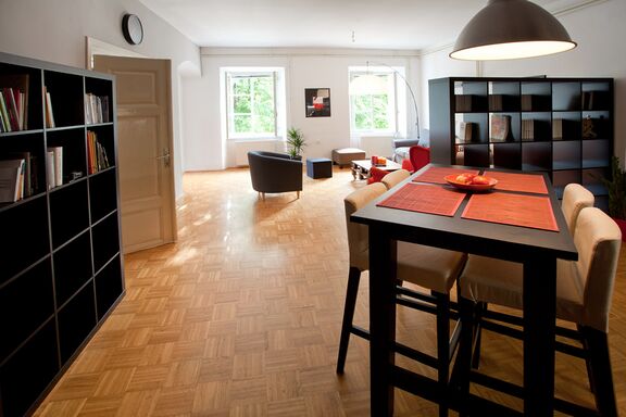 The interior of the Goga Literary Residency.