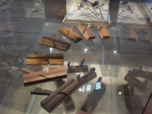 Shipbuilding tools from a collection of traditional shipbuilding and development of water sports on display in the former repository of salt Monfort in Portorož, managed by <!--LINK'" 0:160-->