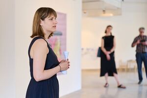 Judit Flora Schuller at the opening of her exhibition "Mothers in the Himalayas", a project conceived for the <!--LINK'" 0:48-->. The artist took part at the <!--LINK'" 0:49--> programme. Photo Tomo Jeseničnik.