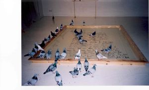 <i>Talking House - Theory Open II, St. Lazarus</i> installation conceived by <!--LINK'" 0:713-->, <!--LINK'" 0:714-->, produced by <!--LINK'" 0:715--> and Racing Pigeons Breeders Association, 2002