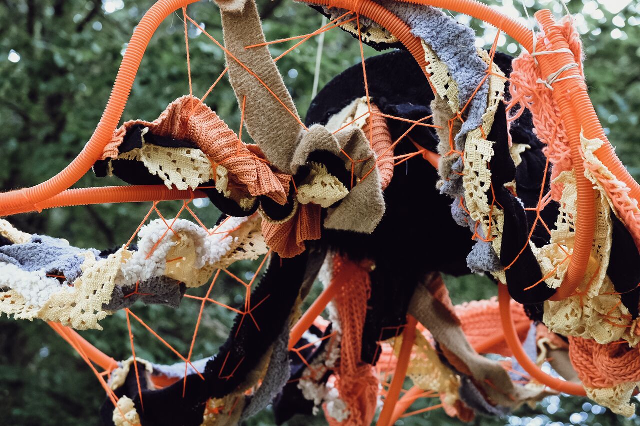 Details of the artwork Reflections (2023) by the students of the Faculty of Design in Ljubljana, which was exhibited in the castle garden at the Škofja Loka Museum as part of BIEN 2023.