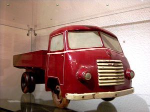 Wooden model of the Luka truck, built by TAM car factory (Tovarna avtomobilov Maribor) in the 1950s and named after <!--LINK'" 0:201-->, the national hero. From the <i>Memorial to Maribor Industry – Industrial Maribor in 20th Century</i> permanent exhibition