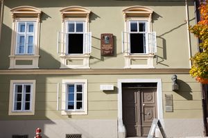 <!--LINK'" 0:263--> in Slovenj Gradec, facade detail, 2019.