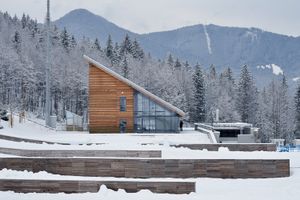 The Čaplja service building at the Nordic Centre Planica designed by the <!--LINK'" 0:463-->, 2016