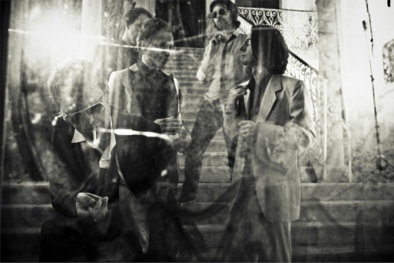 Group portrait of Slovene music group Big Foot Mama, their current line up is Grega Skočir (vocals), Daniel Gregorič (guitars), Alen Steržaj (bass), Jože Habula (drums), and Zoran Čalić (guitars)