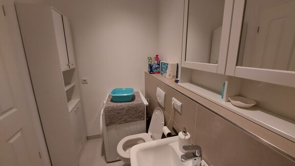 The bathroom of the Slovene Arts & Culture Residency, Berlin, 2022