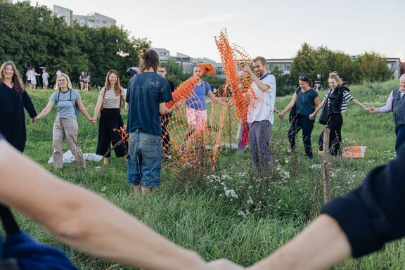 Krater collective's community event in Fužine neighbourhood as part of the Crafting Biodiversity project, 2025.