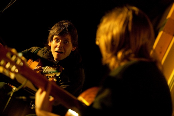 Gašper Piano and Samo Turk performing at Kulturni galop [Cutural Gallop] project, 2009
