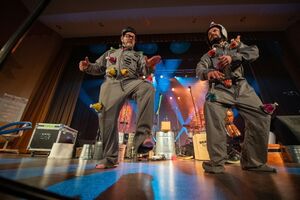 The Funky Currywurst Brothers at the 15th <!--LINK'" 0:389--> International Percussion Festival, 2023.