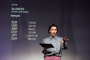 Lea Kukovič's project <i>FORSALE</i>, a conceptual artwork radicalizing the economics of theatre and providing an answer to the question of the value of theatre performances today, <!--LINK'" 0:650-->, 2021. Author: Nada Žgank