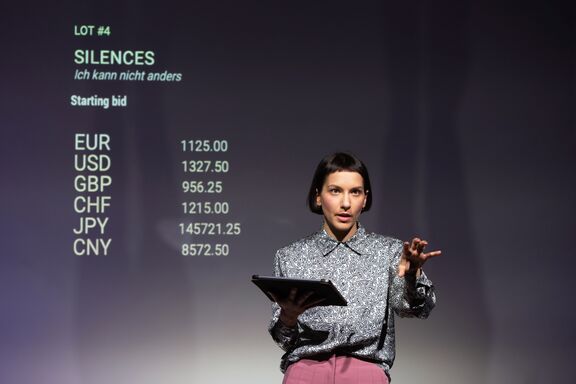 Lea Kukovič's project FORSALE, a conceptual artwork radicalizing the economics of theatre and providing an answer to the question of the value of theatre performances today, Old Power Station, 2021. Author: Nada Žgank