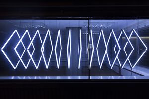 A light installation, set up by the duo Nonotak at MoTA Lab during the 2016 edition of the <!--LINK'" 0:801-->