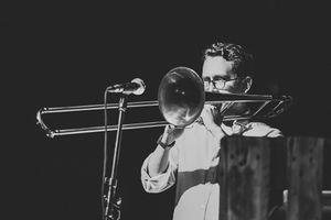 The trombone player/electronica producer <!--LINK'" 0:447--> performing at UD Festival, 2015