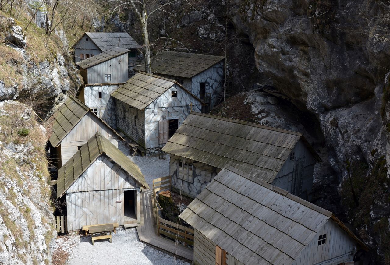 A view of the reconstructed barracs of the Franja Partisan Hospital in May 2010.