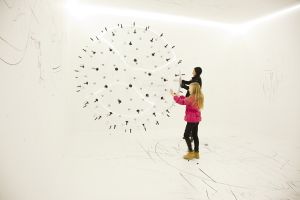 Karina Smigla-Bobinski (DE) worked as an artists in residence at <!--LINK'" 0:927--> in 2013. She developed an analogue interactive installation called ADA, "a post-industrial creature, visitor-animated, creatively acting artist-sculpture, self-forming artwork".