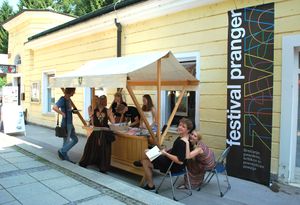 A <!--LINK'" 0:847--> stall in front of the Ana's Gallery on the Rogaška Slatina promenade, 2015