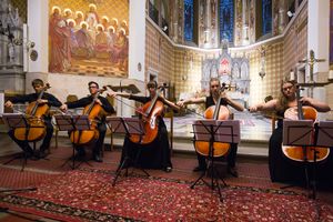 Cello Attacca! is a group of young cellists, joined and led by their professor <!--LINK'" 0:1195-->. They closed the 2016 edition of <!--LINK'" 0:1196--> with a concert at St. Martin's Church, Bled.